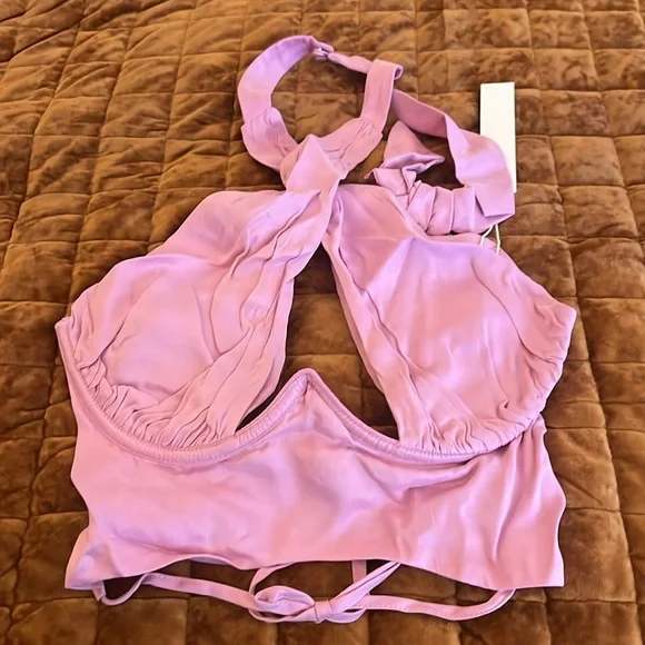 For Love And Lemons Lavender Halter Crop Top - Picture 3 of 4